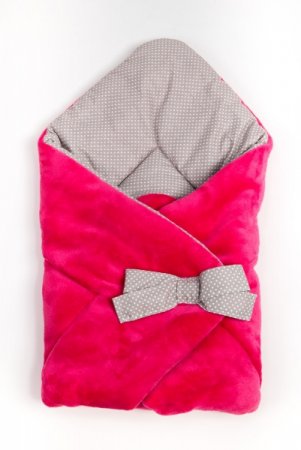 Zavinovačka s mašlí - fleece - růžová - šedý puntík
