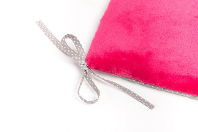 Polštářkový mantinel do postýlky - fleece - růžový - šedý puntík