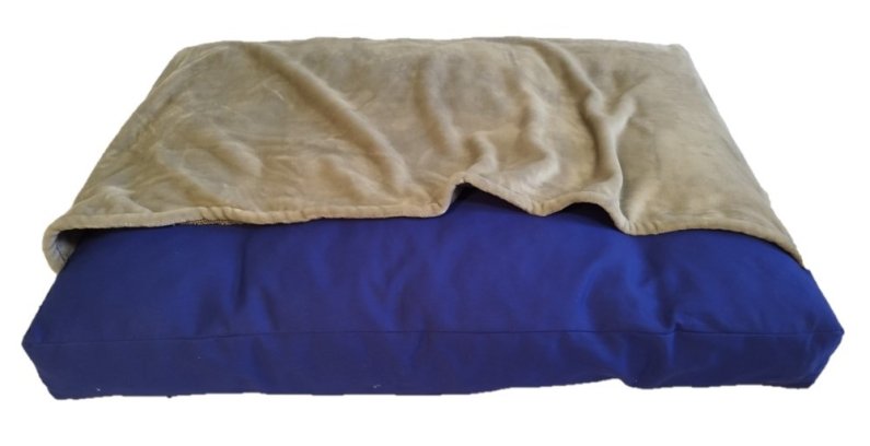 Matrace s přikrývkou a povlakem pro domácí mazlíčky - šedá s modrou  - 90x60 cm