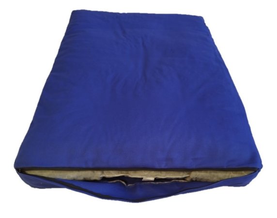 Matrace s přikrývkou a povlakem pro domácí mazlíčky - šedá s modrou  - 90x60 cm
