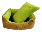 Pelíšek pro psy - obdélník - hnědý, zelený - 60 x 40 cm