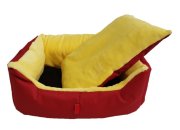 Pelíšek pro psy - obdélník - červený, žlutý - 60 x 40 cm