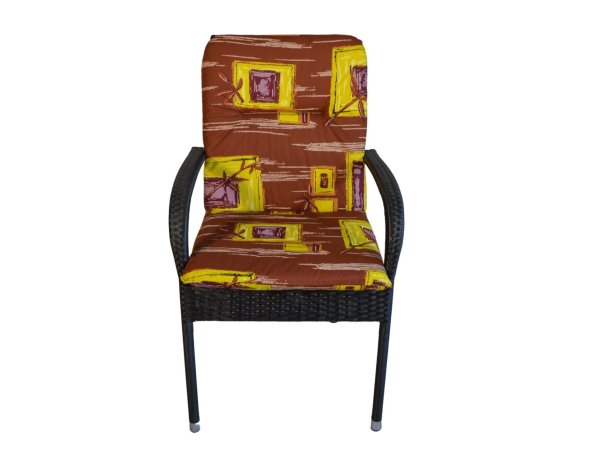 Podsedák na zahradní židli Basic - 100 x 50 - skořice ornament - lemovaný -  doprodej