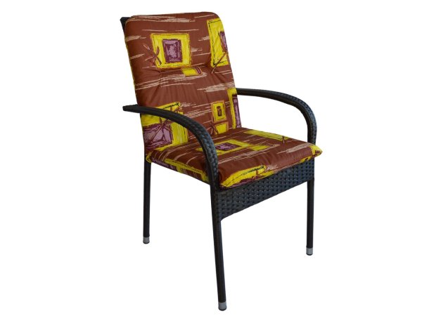 Podsedák na zahradní židli Basic - 120 x 50 - skořice ornament - lemovaný - doprodej