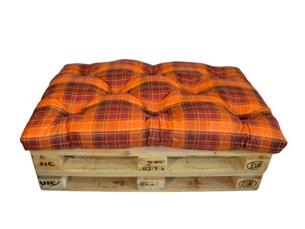 LKV Lomnice Polstr na paletový nábytek - 120 x 80 cm - oranžovočervená kostka