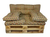 LKV Lomnice Polstr na paletový nábytek s opěrkou a polštáři - barevná mozaika