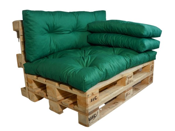 Polstr na paletový nábytek s opěrkou a polštáři - zelený