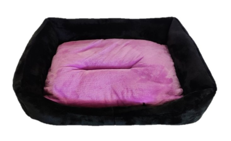 Pelíšek pro psy - obdélník, flanel fleece - černý/fialový - 75 x 55 cm